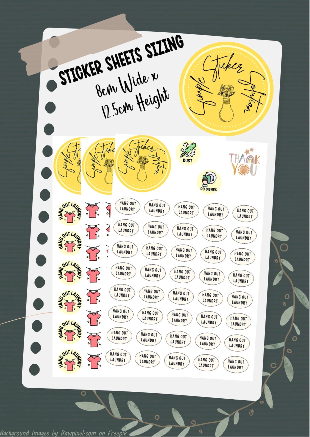 Laundry Day Planner Stickers: Chore Chart Stickers