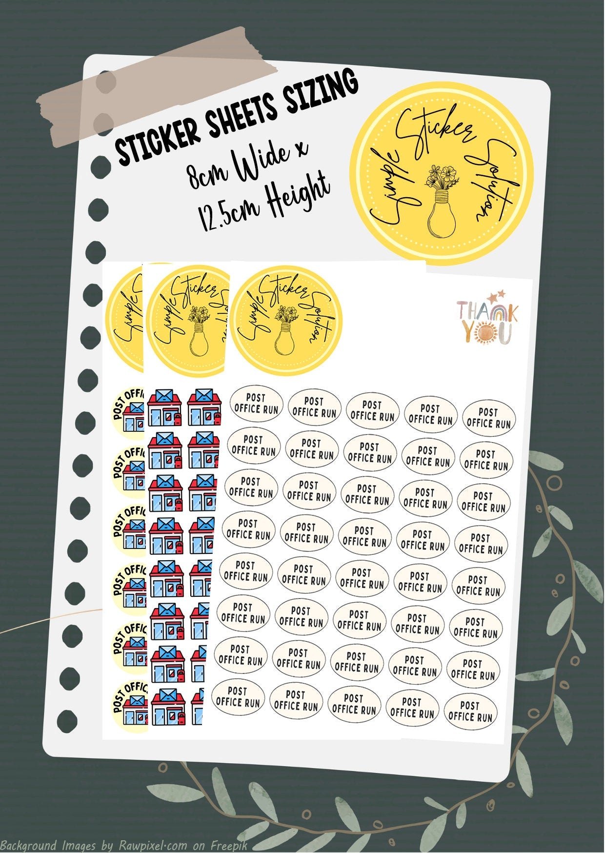 Post Office Run Planner Stickers: Icon & Phrase Vinyl Decals
