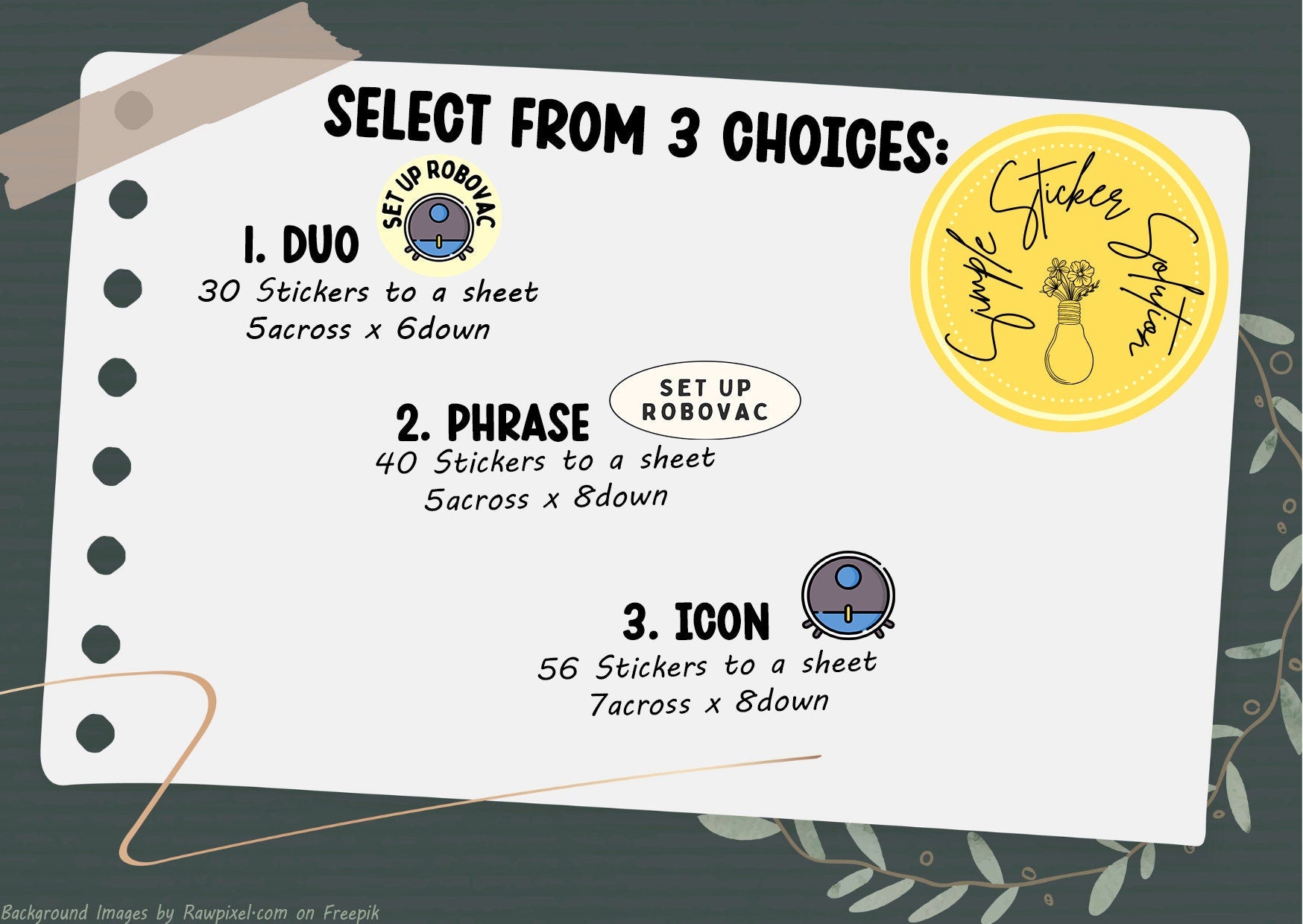 Robovac Planner Stickers: Daily/Weekly Chore Stickers