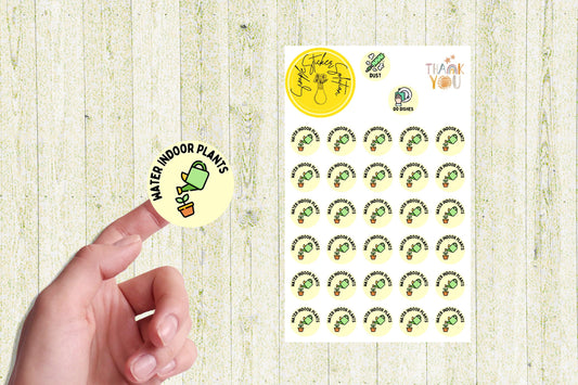 Water Indoor Plants Stickers: Planner Calendar Decals