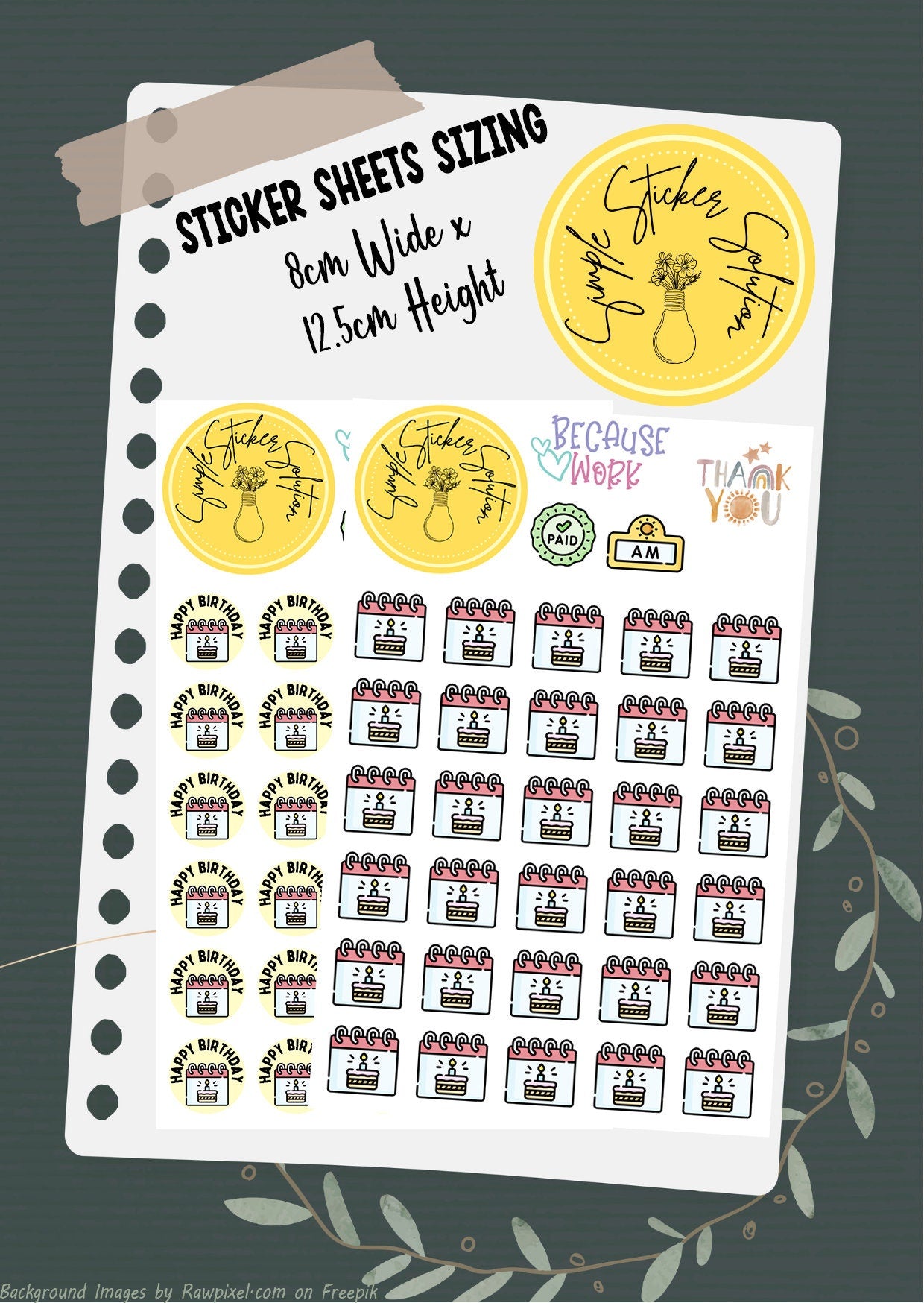 Happy Birthday & Birthday Party Reminder Stickers, Diary Stickers, Planner Sticker Sheet, Calendar Sticker, Organiser Stickers