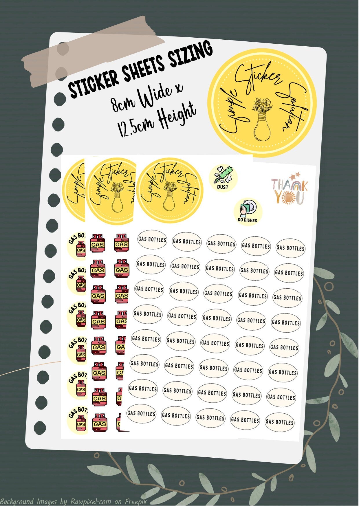 Gas Bottle Planner Stickers: Bill Payment Reminders