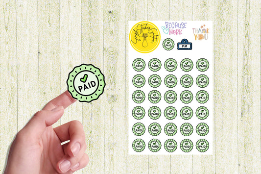 Paid Stickers, Finances, Never Miss a Bill, Diary Stickers, Planner Sticker Sheet, Calendar Sticker, Organiser Stickers