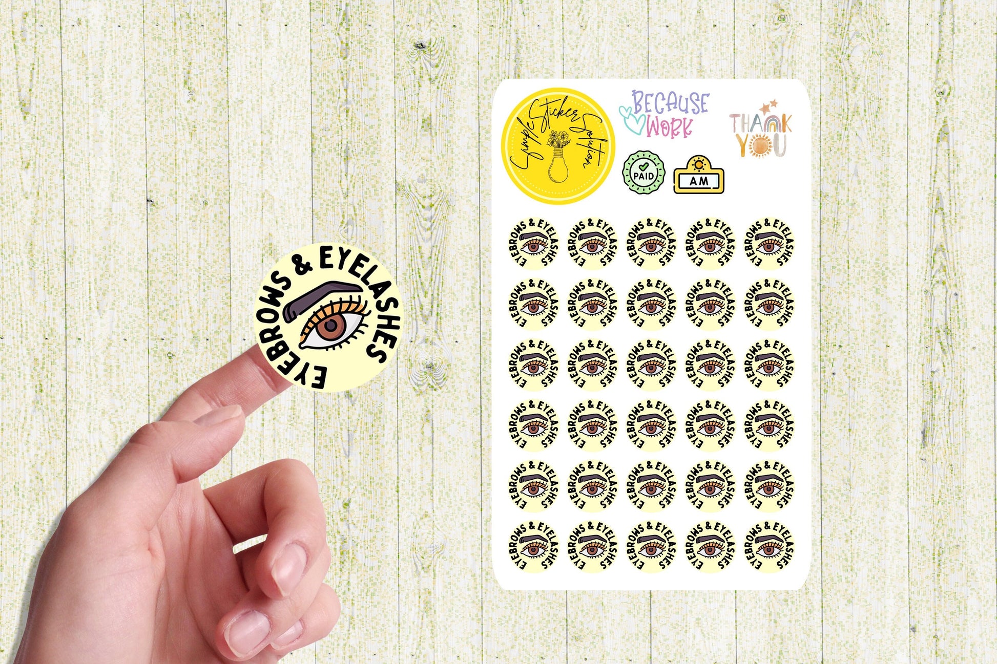 Brows & Lashes Stickers, Health + Beauty, Diary Stickers, Planner Sticker Sheet, Calendar Sticker, Organiser Stickers