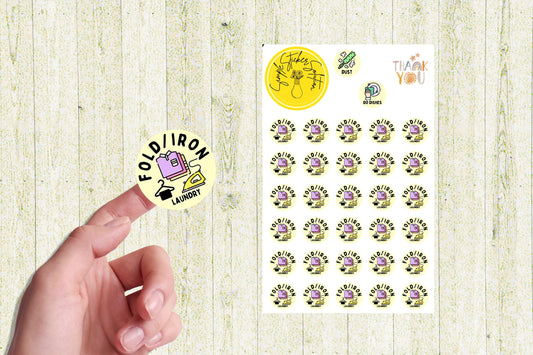 Laundry Day Planner Stickers: Iron, Fold, Put Away Chores