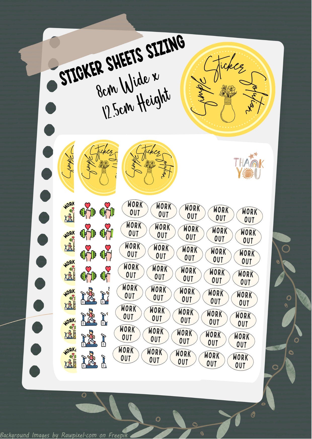 Workout Reminder Stickers, Fitness, Health + Beauty, Diary Stickers, Planner Sticker Sheet, Calendar Sticker, Organiser Stickers
