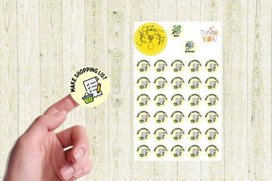 Make a Shopping List Stickers, Weekly/Fortnightly/Monthly Chores, Diary Stickers, Planner Sticker Sheet, Planner, Calendar Sticker