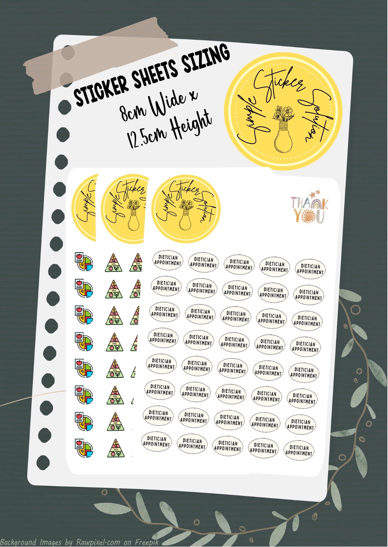 Dietician Appointment Stickers, Medical, Diary Stickers, Planner Sticker Sheet, Planner, Calendar Sticker