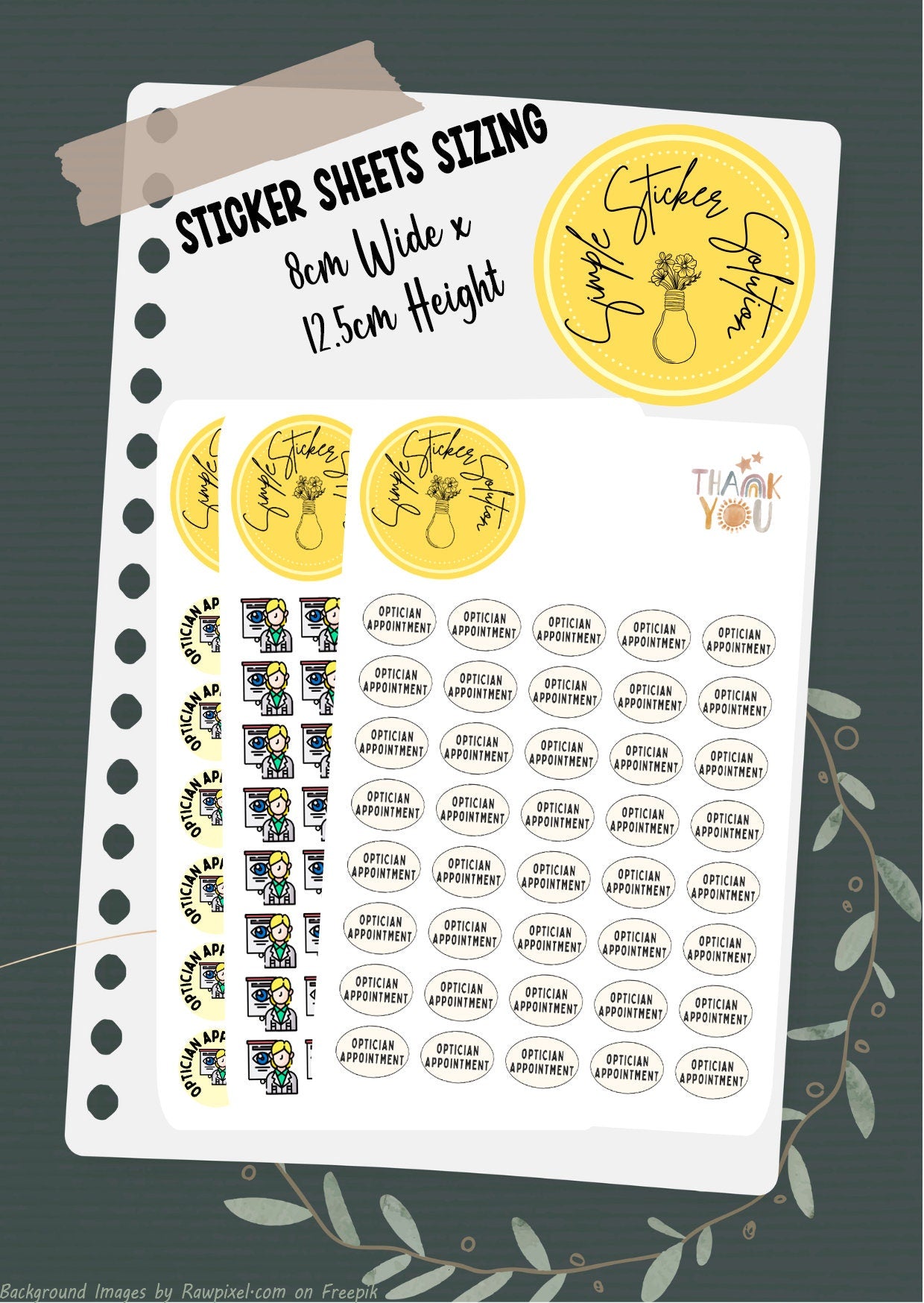 Optician Appointment Stickers, Eye Doctor, Medical, Diary Stickers, Planner Sticker Sheet, Planner, Calendar Sticker