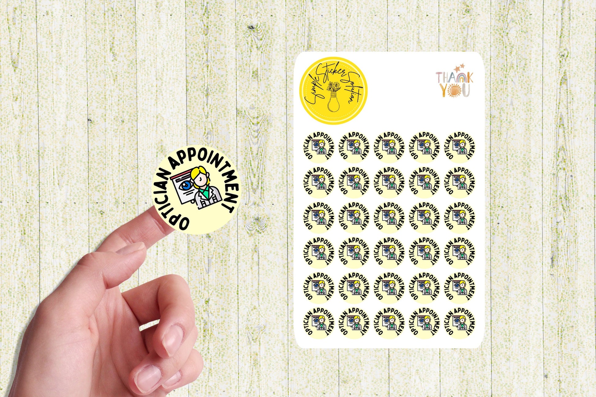 Optician Appointment Stickers, Eye Doctor, Medical, Diary Stickers, Planner Sticker Sheet, Planner, Calendar Sticker
