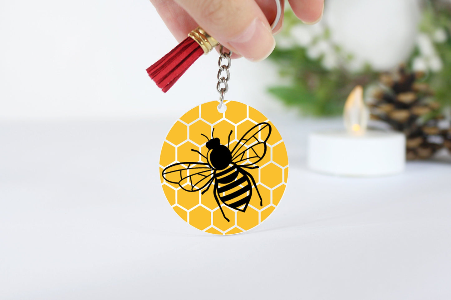 Bee Acrylic Keyrings, Gift Idea, Keychain, Bag Tag, Personalised Gift