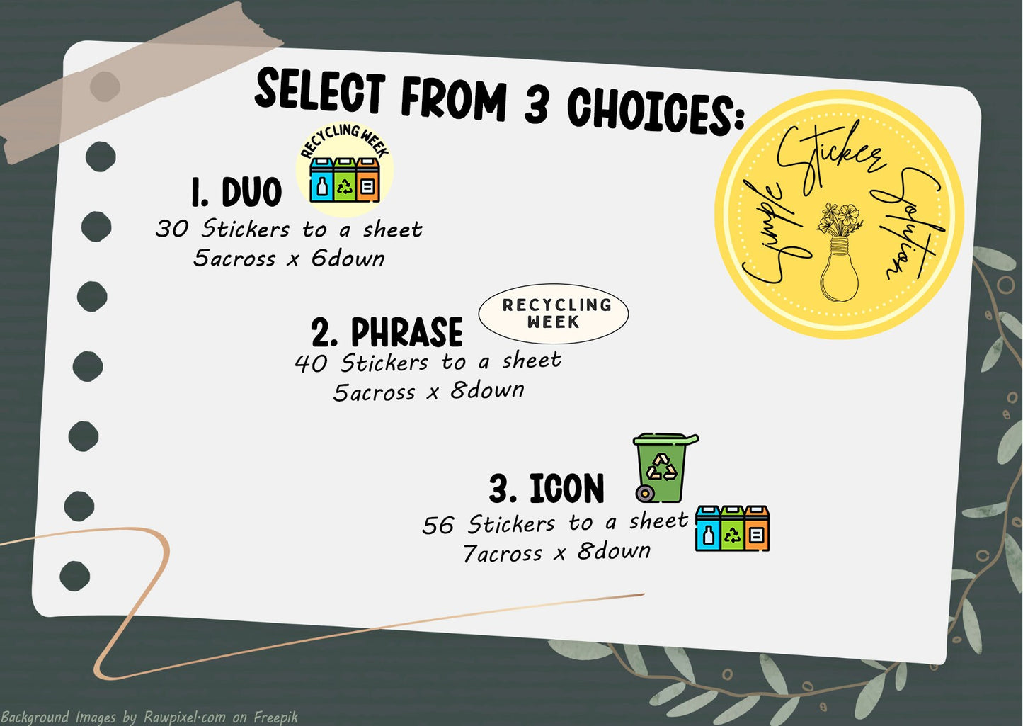 Recycling Week Stickers, Weekly/Fortnightly Chores, Diary Stickers, Planner Sticker Sheet, Planner, Calendar Sticker