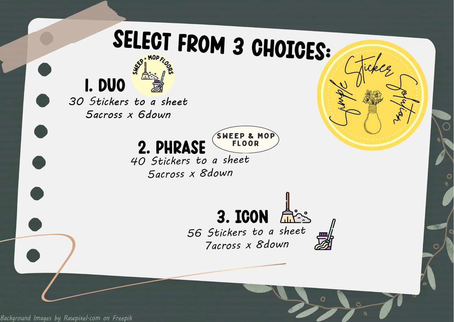 Sweep & Mop Floors Planner Stickers: Chore Calendar Stickers