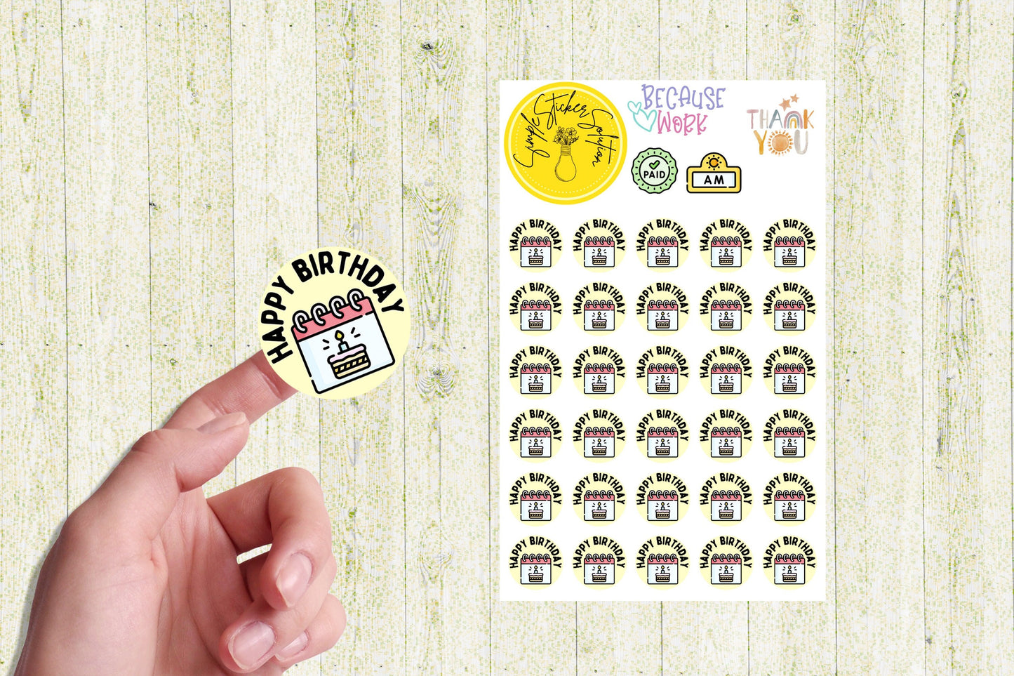Happy Birthday & Birthday Party Reminder Stickers, Diary Stickers, Planner Sticker Sheet, Calendar Sticker, Organiser Stickers