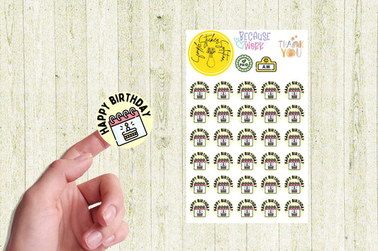 Happy Birthday & Birthday Party Reminder Stickers, Diary Stickers, Planner Sticker Sheet, Calendar Sticker, Organiser Stickers