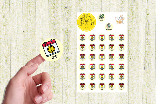 Bill Due Planner Stickers: Finance Calendar Reminders