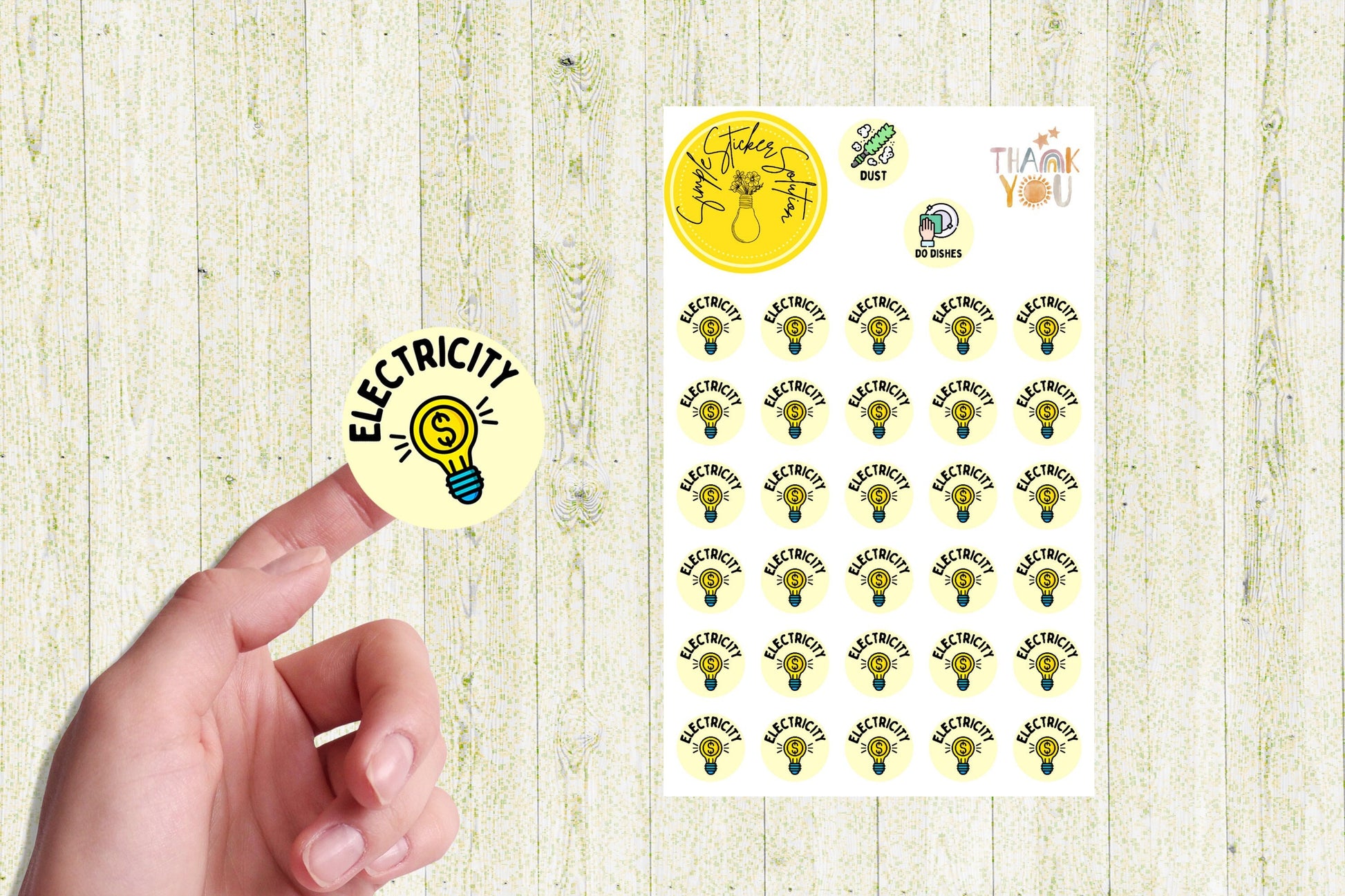 Electricity Bill Planner Stickers: Reminder Decals