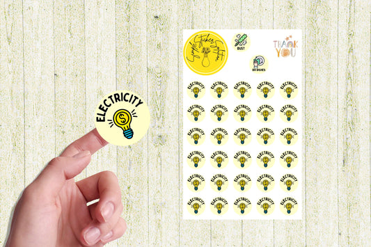 Electricity Bill Planner Stickers: Reminder Decals