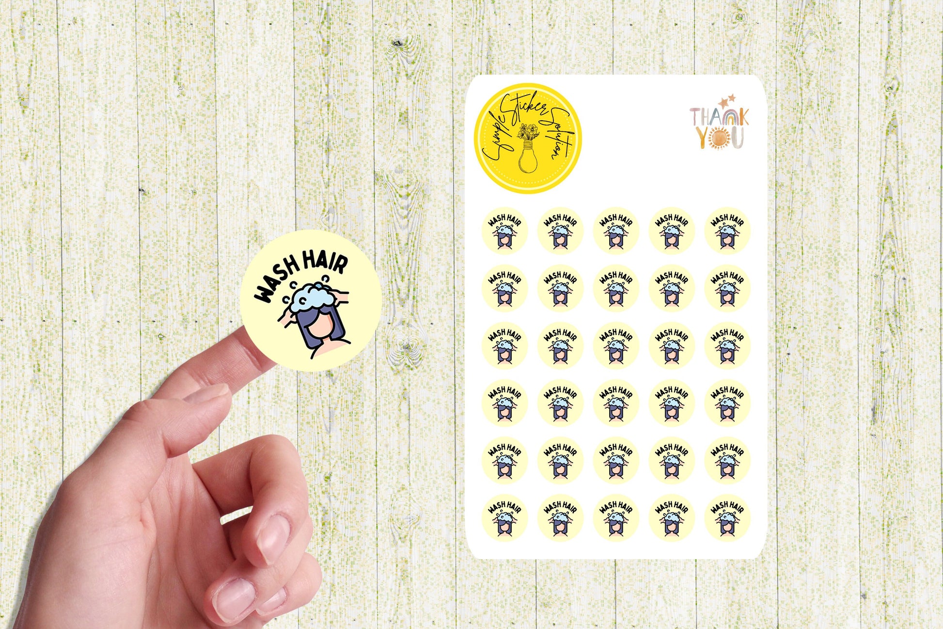 Wash Hair Reminder Stickers, Hair Care, Health & Beauty, Self Care, Diary Stickers, Planner Sticker Sheet, Calendar + Organiser Stickers
