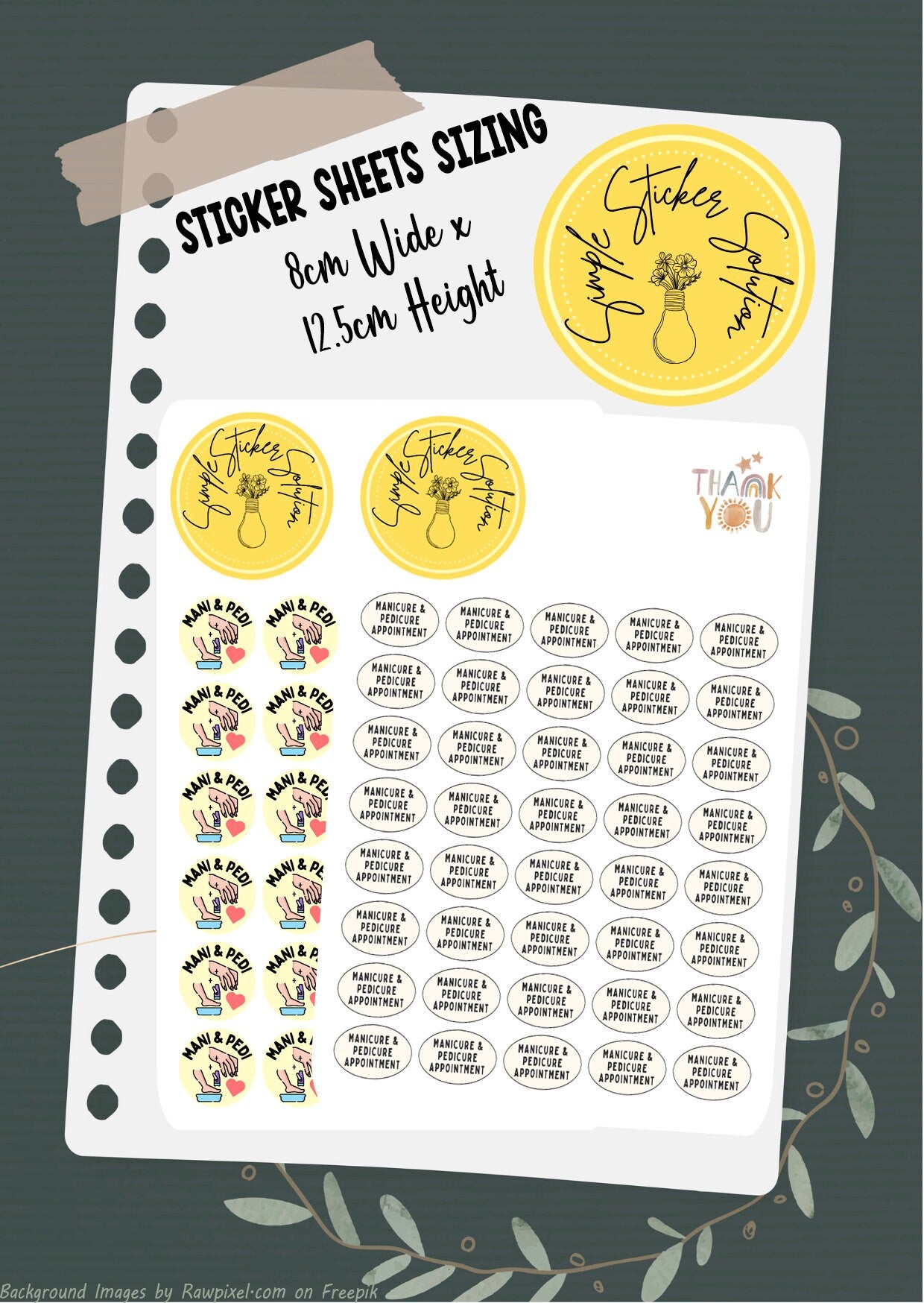 Manicure +/or Pedicure Appointment Stickers, Health & Beauty, Diary Stickers, Planner Sticker Sheet, Calendar Sticker, Organiser Stickers