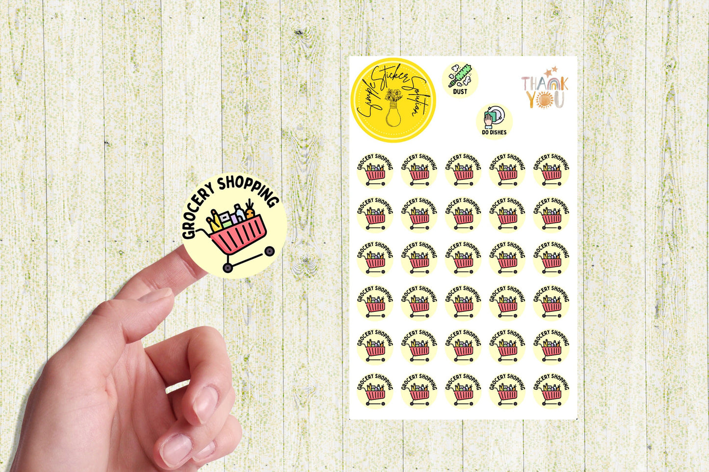 Grocery Shopping Stickers, Weekly/Fortnightly/Monthly Chores, Diary Stickers, Planner Sticker Sheet, Planner, Calendar Sticker