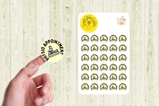 Physio Appointment Stickers, Medical, Diary Stickers, Planner Sticker Sheet, Planner, Calendar Sticker