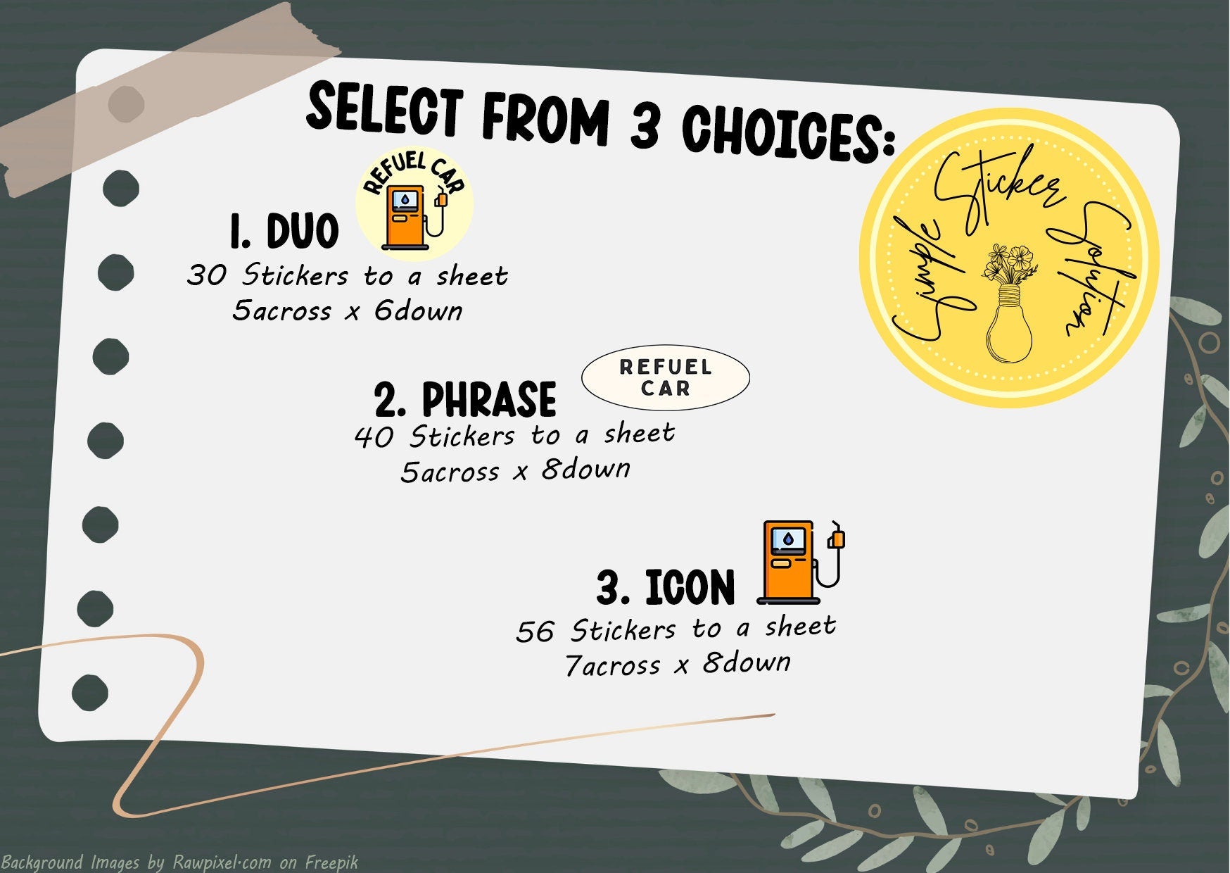 Refuel Car Planner Stickers: Vehicle Calendar Stickers