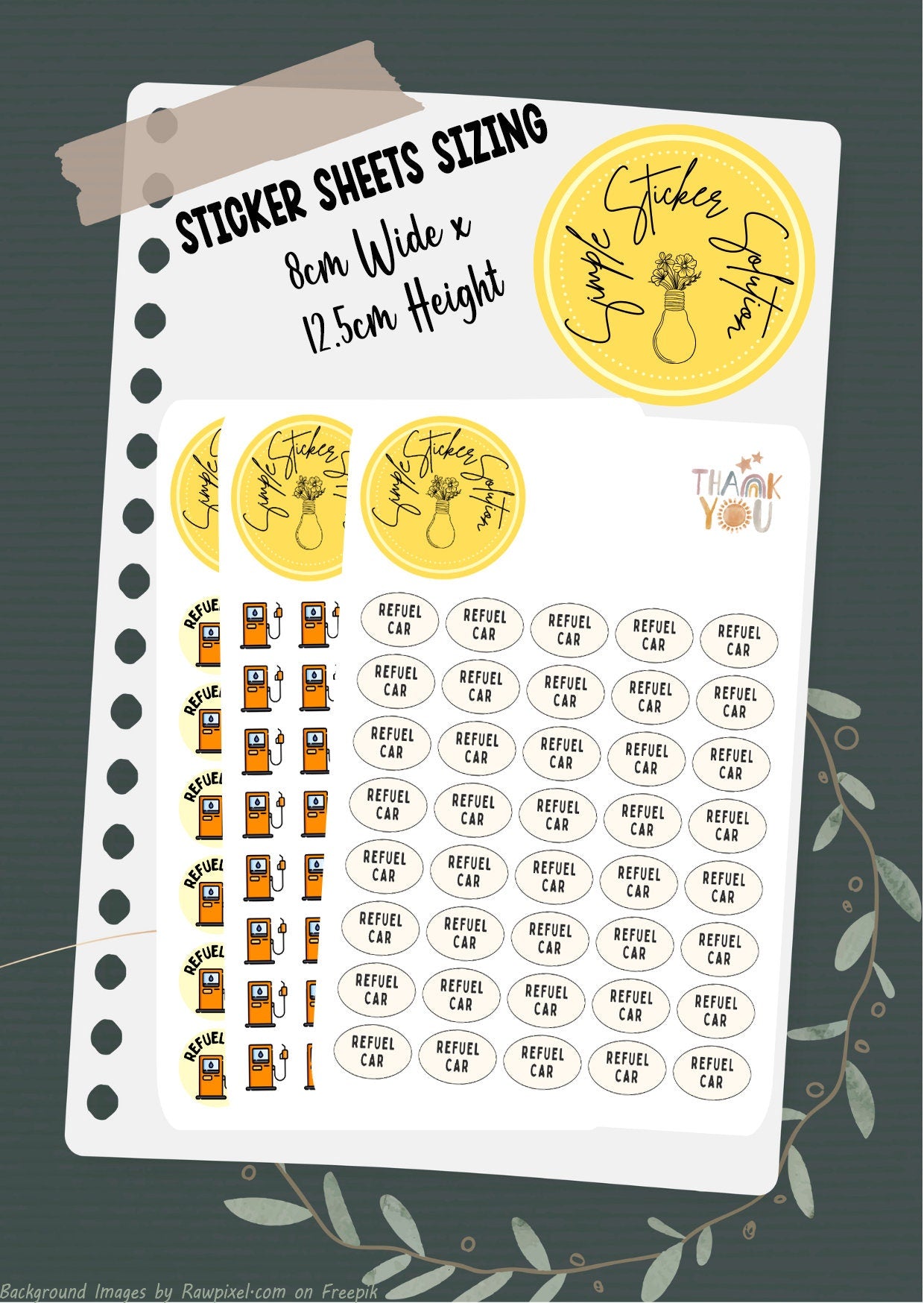 Refuel Car Planner Stickers: Vehicle Calendar Stickers