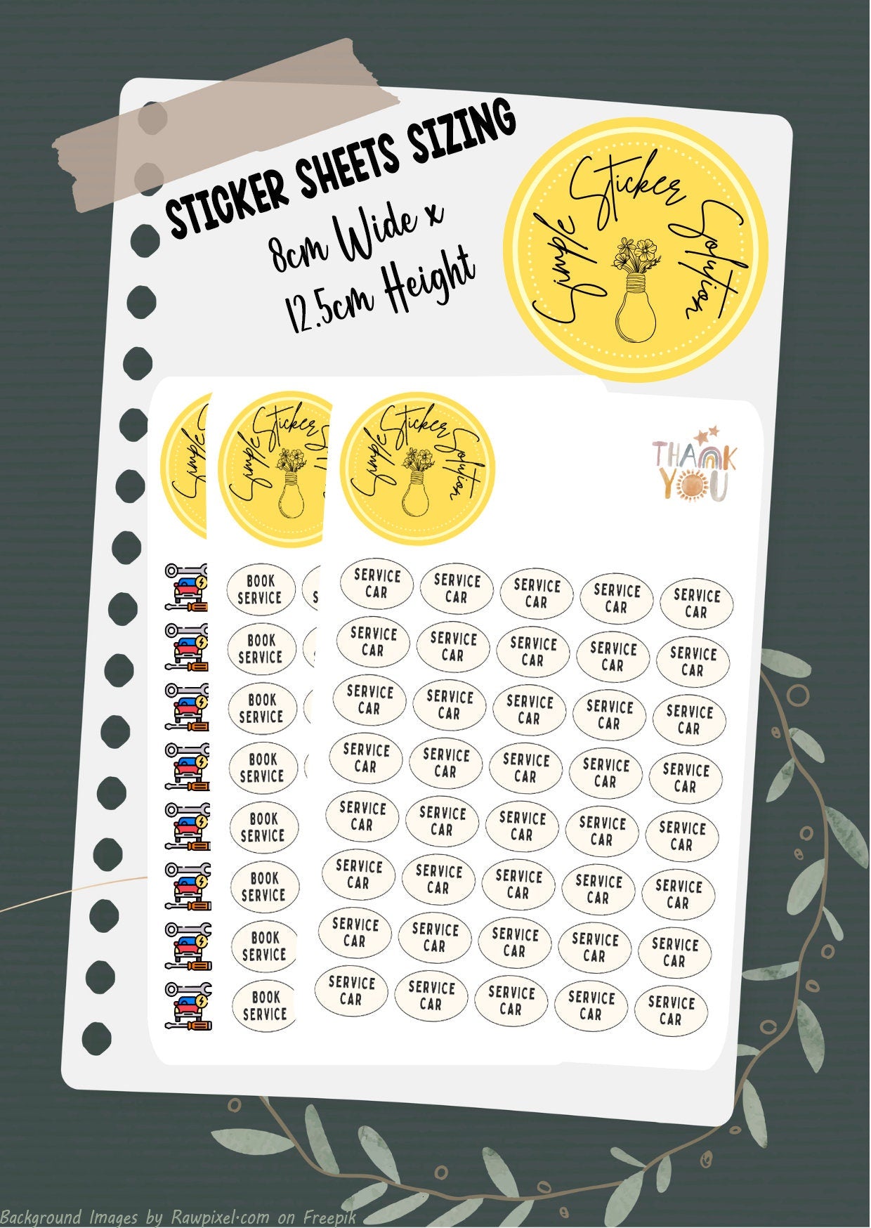 Vehicle Service Planner Stickers: Car Maintenance Calendar Stickers