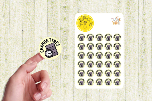 Change Vehicle Tyres Planner Stickers: Car Maintenance Stickers