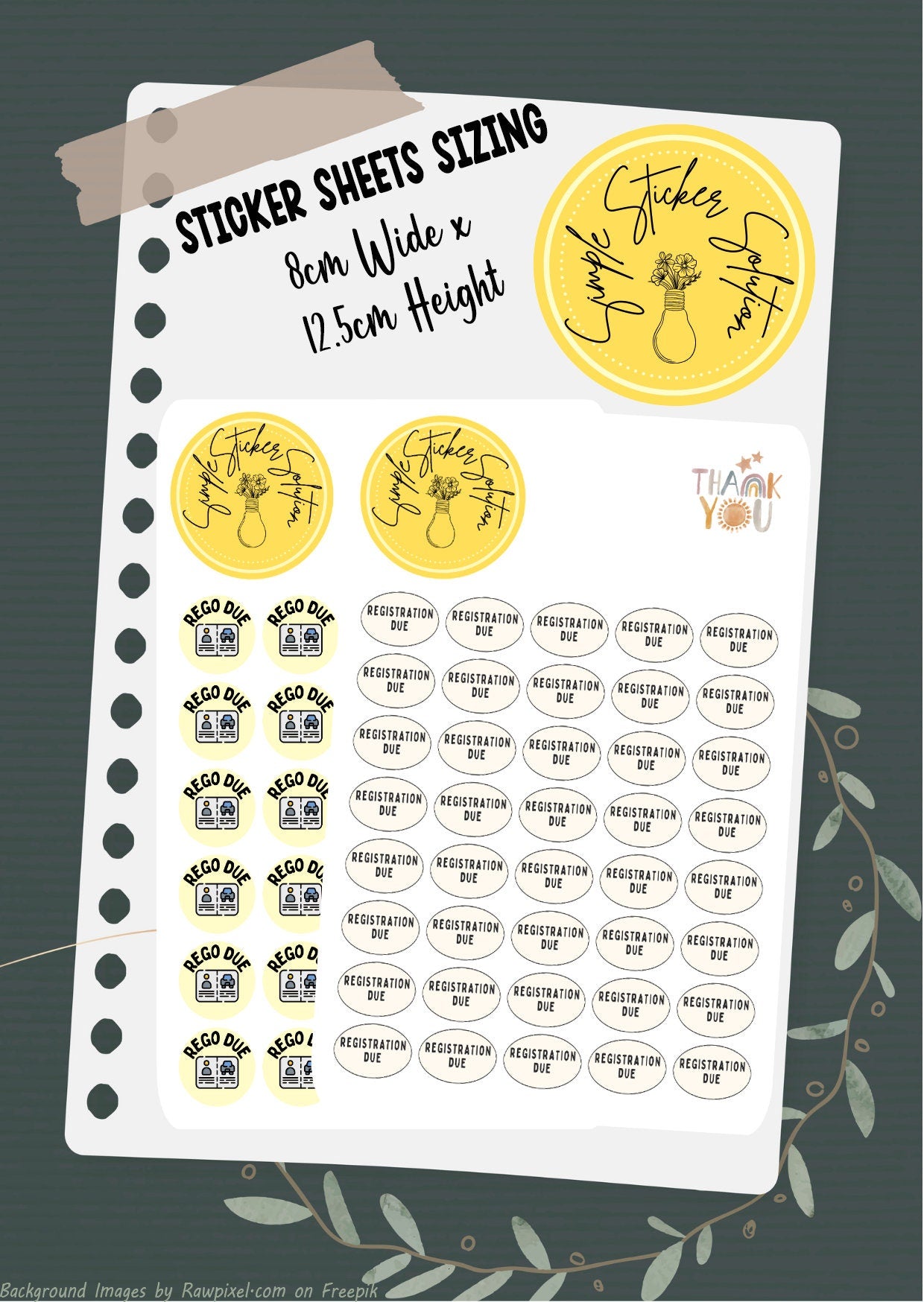 Vehicle Registration Due Planner Stickers