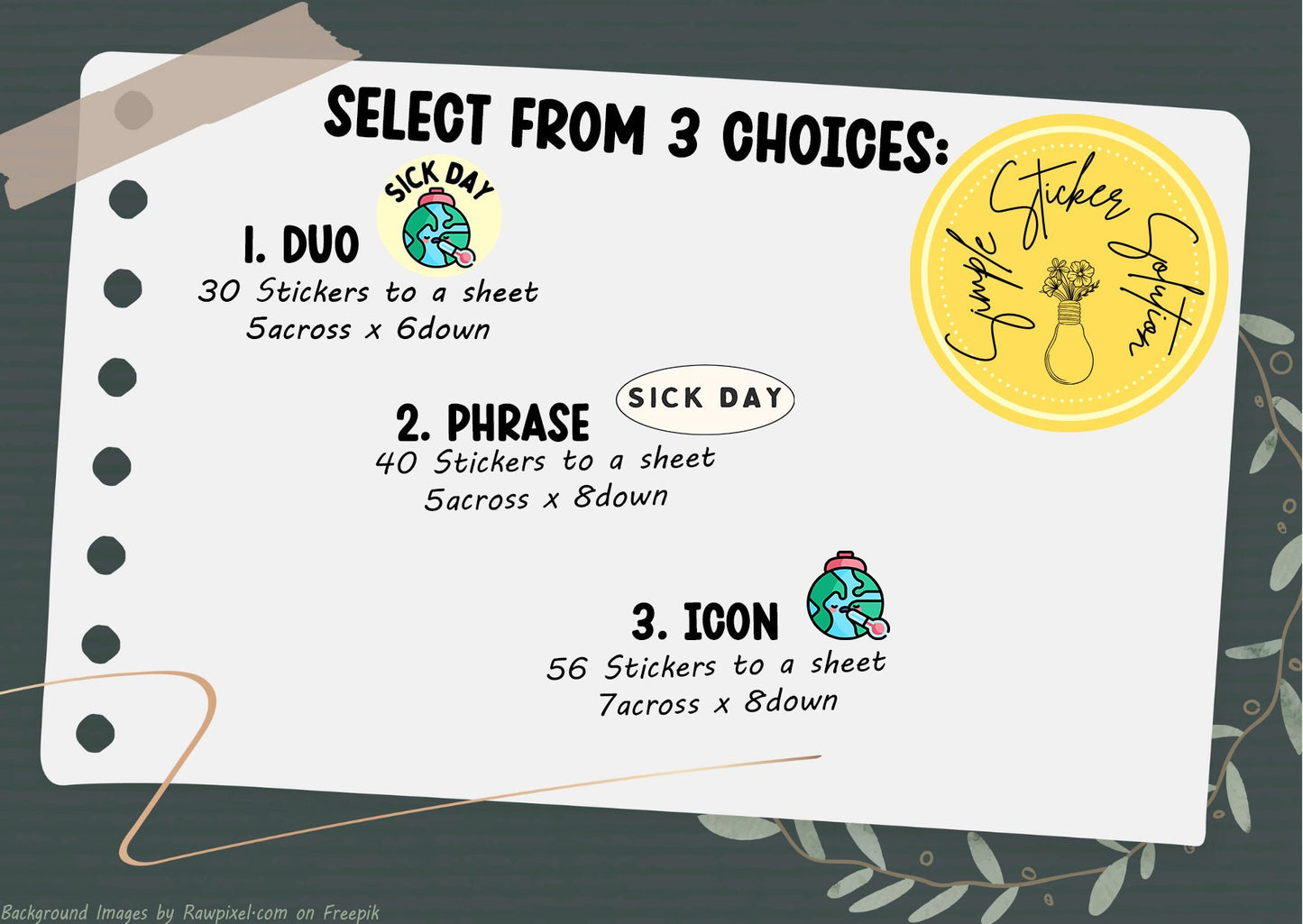 Work - Sick Day, Personal Leave, Diary Stickers, Planner Sticker Sheet, Planner, Calendar Sticker