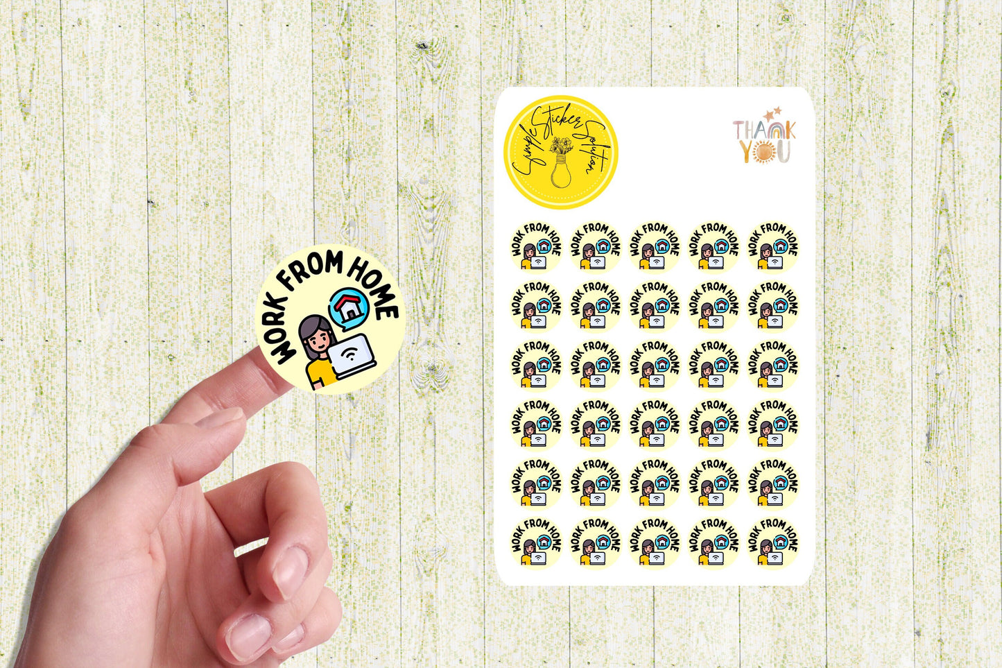 Work - Work From Home, WFH, Diary Stickers, Planner Sticker Sheet, Planner, Calendar Sticker