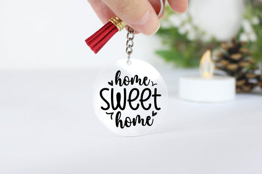 Home Sweet Home Acrylic Keyrings, Gift Idea, Keychain, Bag Tag, Personalised Gift