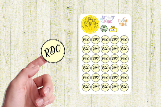 Work - RDO, Regular Day Off, Diary Stickers, Planner Sticker Sheet, Planner, Calendar Sticker