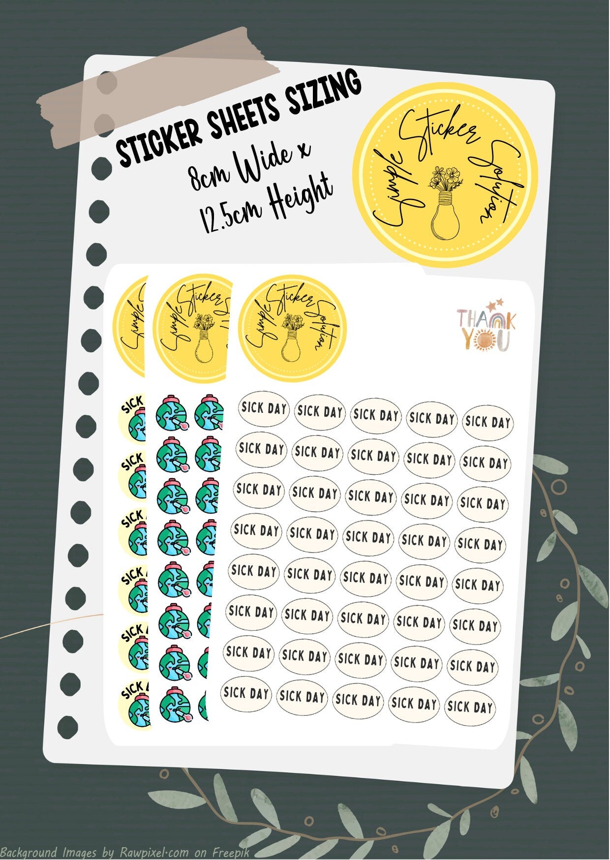 Work - Sick Day, Personal Leave, Diary Stickers, Planner Sticker Sheet, Planner, Calendar Sticker
