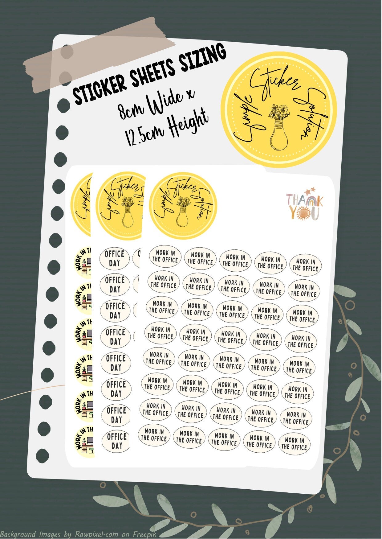 Work - Work in The Office, Office Day Diary Stickers, Planner Sticker Sheet, Planner, Calendar Sticker