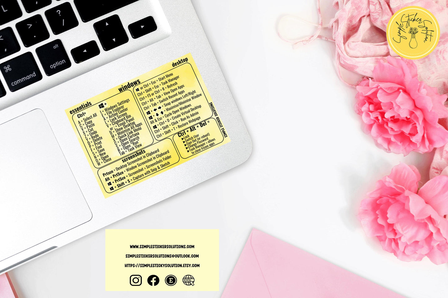 Windows Shortcut Stickers - Laptop or Desk Sticker