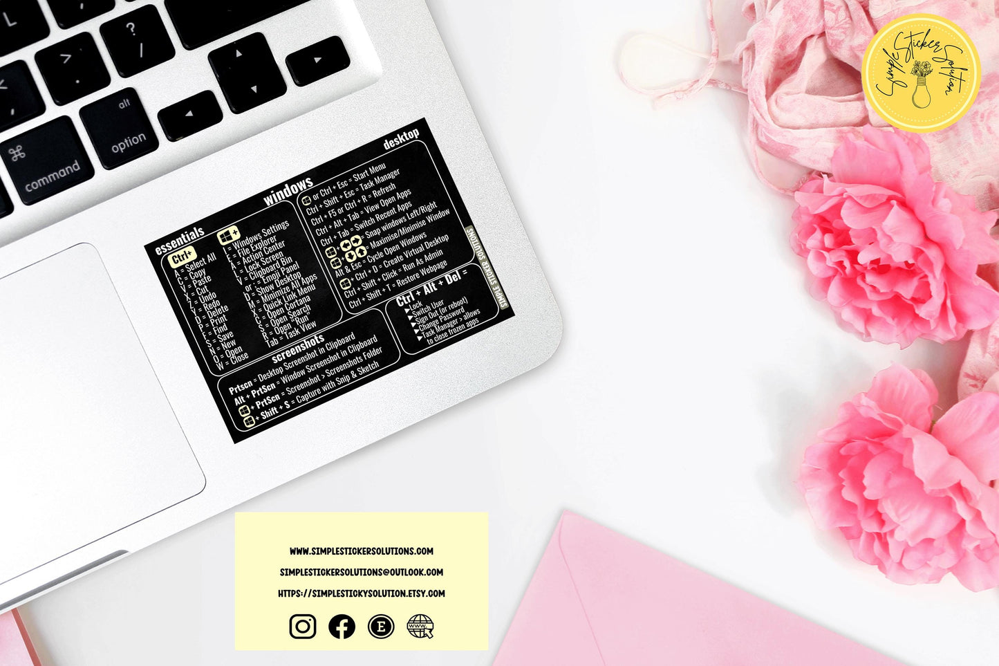 Windows Shortcut Stickers - Laptop or Desk Sticker