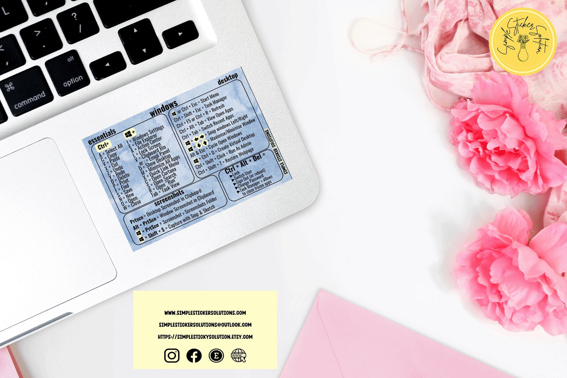 Windows Shortcut Stickers - Laptop or Desk Sticker
