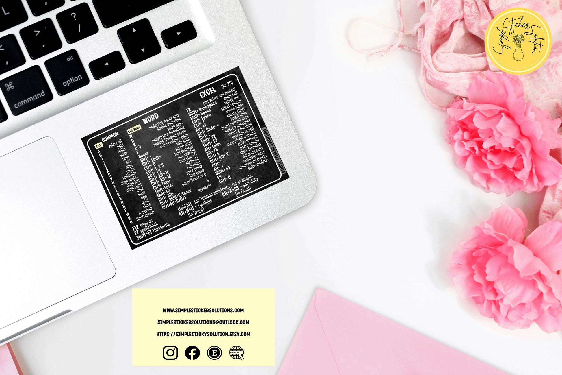 Windows Shortcut Stickers - Laptop or Desk Sticker