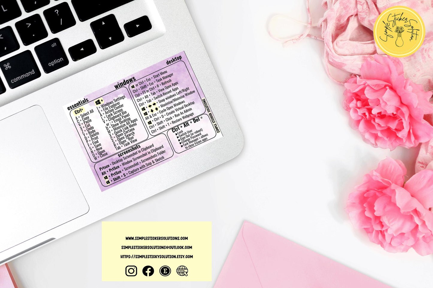 Windows Shortcut Stickers - Laptop or Desk Sticker