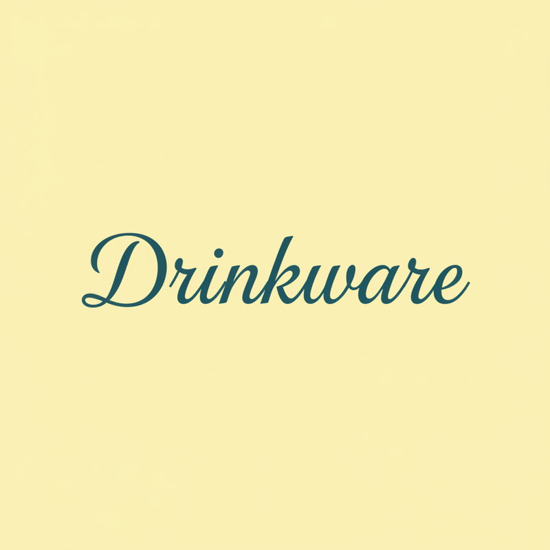 Plain Square Background in the color FFF4B8 with Teal font in Brittany saying "Drinkware" Make the writing the same size as on the Planner Stickers Picture
